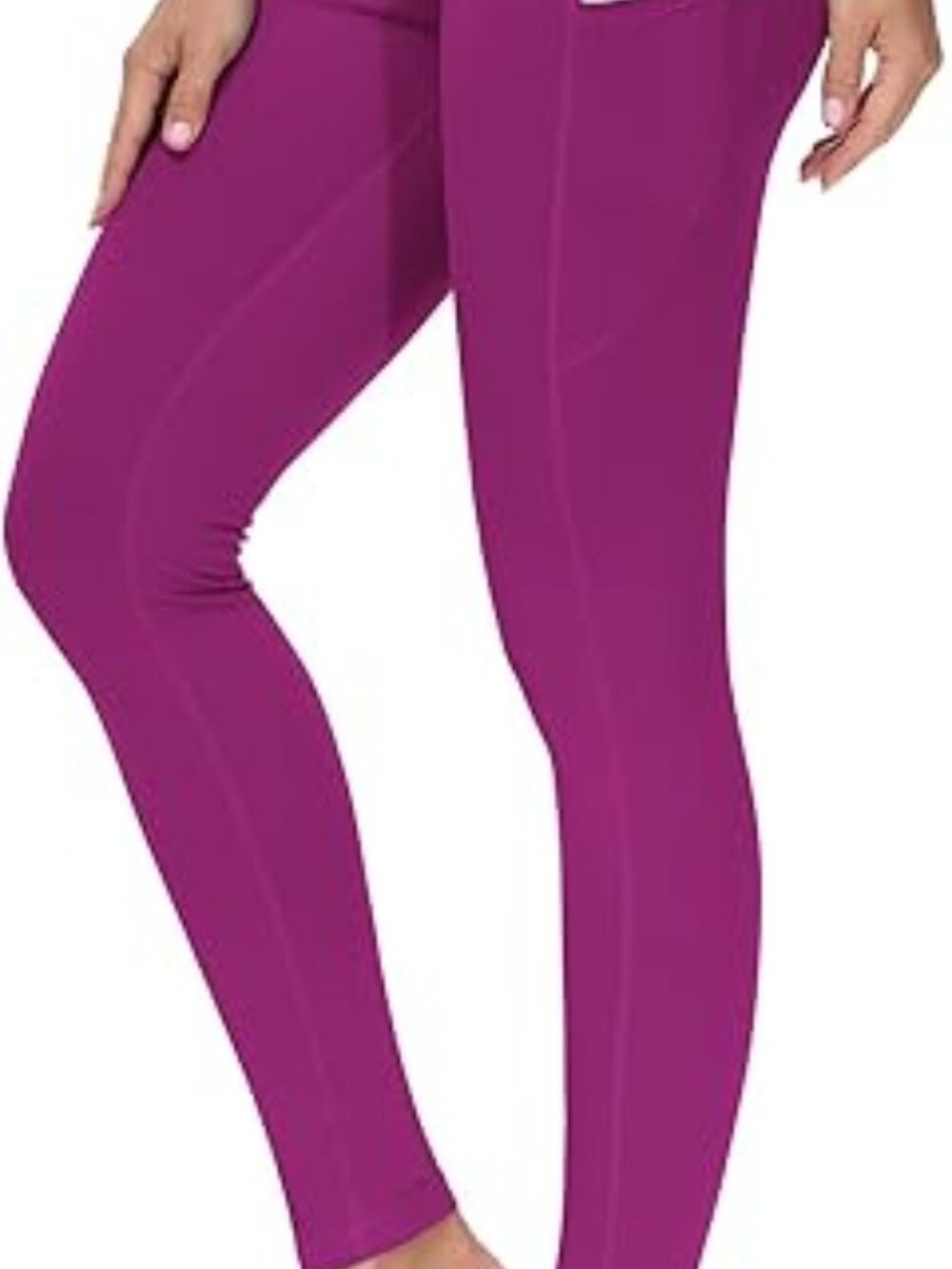 Women's Fuchsia Elastic Thick High Waist Tummy Control Workout Yoga Leggings